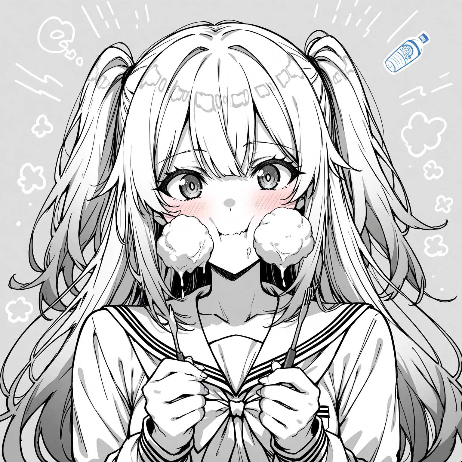 (tabletop, best qualityer, Perfect Anatomia, high qualiy:1.4), beautiful hand, perfect hands, beautiful detailed hands, big fit _file size, fullcolor, high resolution, Symmetrical, Outstanding, better aesthetics, the newest, アニメ, very beautiful detailed body,O cabelo,faces,The eye, , break,
1 beautiful girl, (17-year-old girl), very detailled, fullcolor, highest details, break, ( huge: 1. 2,), clean skin, beautiful fur, Shy skin, 1 beautiful girl, chestnut hair, (Cat's ears, hypdertailed, Medium-long hair: 1. 2), (clear blue eyes, long eyelashes, Double eyelids: 1. 2),standing alone,shining skin, clean skin, beautiful fur,(rosto de best qualityer),(Olhos brilhantes de high qualiy),(The best smile,:D:1.45), break (pink theme:1.4),
((caregiver theme:1.4)), //Denim jacket with fashion sherpa lining,
A classic denim jacket with soft sherpa lining for extra warmth,
Distressed details for a modern style, look casual,
Layer over a plaid flannel shirt and jeans for a cozy ensemble,
break,(morning), inside the room,A room in a dilapidated apartment,Tatami Mats,window,Chabudai,unit bathroom door,entrance,scattered , girl poster,coca,in back, tusk, gaping mouth, looking away,depth of fields,
break,wakame,wakame,wakame,(cowboy shot:1.4),
break,(nblurry background:1.3),(absurderes, high resolution, Super detailed art),Cellular Shading,lightcolor, optical effect, Beautiful photos, glowing radiance, mystical atmosphere,(Close-up of the girl:1.1), Mystical light particle effect,manga influence, clean line drawings,