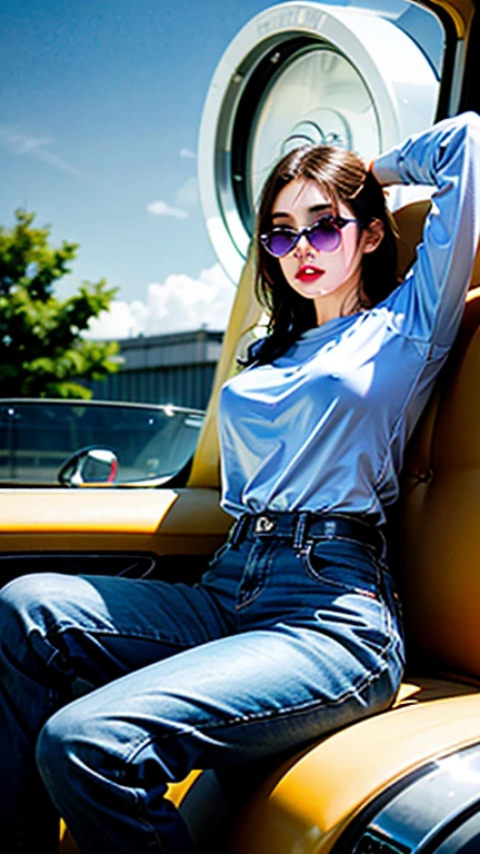 ((Nine-foot-tall giant girl:1.5)), ((Short and small men compare height:1.3)), ((Cartoonist:1.4)),

A nine-foot-tall giant girl towers over a group of small men in this vibrant and detail-oriented cartoon scene. The giant girl's proportionally small, yet expressive face demonstrates her curiosity and playfulness as she interacts with the men who look up at her in awe. The cartoonist's skilled hand has rendered every inch of her massive stature with precise lines and vivid colors, from the folds in her oversized skirt to the texture of her short, curly hair. The men,