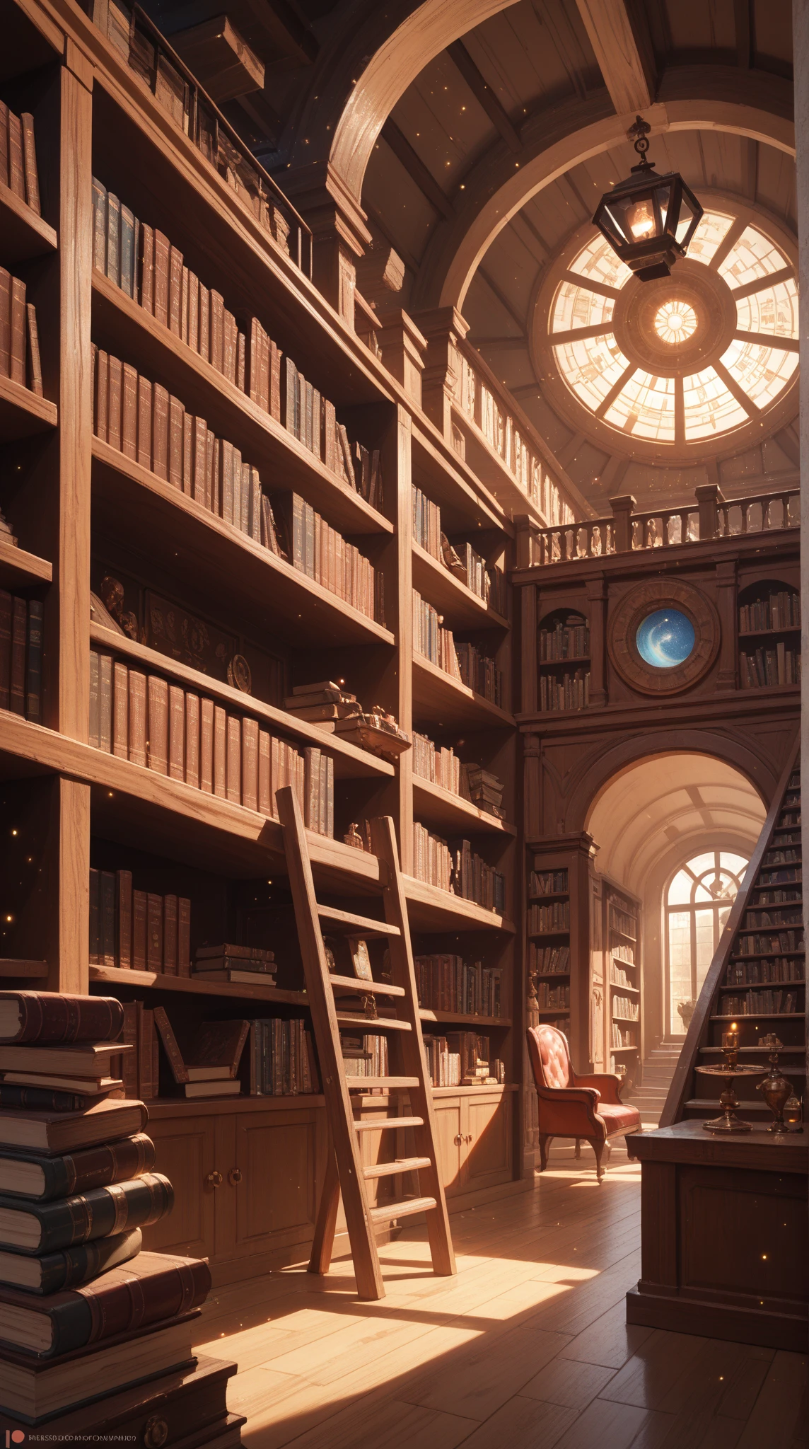 Make an image of I temple library filled with books and scrolls and knowledge 