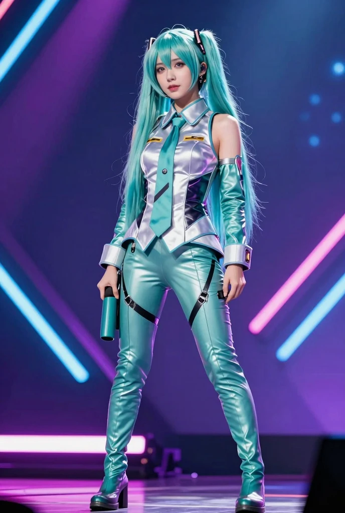 masutepiece, Best Quality, 8K、(Golden Ratio Face、Balanced eyes、Very kind eyelids)、二重まぶた、An innocent face、Young Face、Beautiful nasal muscles、Shy laughter、lipgloss 、Very beautiful girl、Beautiful girl solo like a model、 wearing a starfleet uniform, complete starfleet uniform、clear outfit design、Blue hair、headset on head、skirt by the、panthyhose、android、battleship cockpit,ＳＦThe world of,anime world girl、futuristic background、