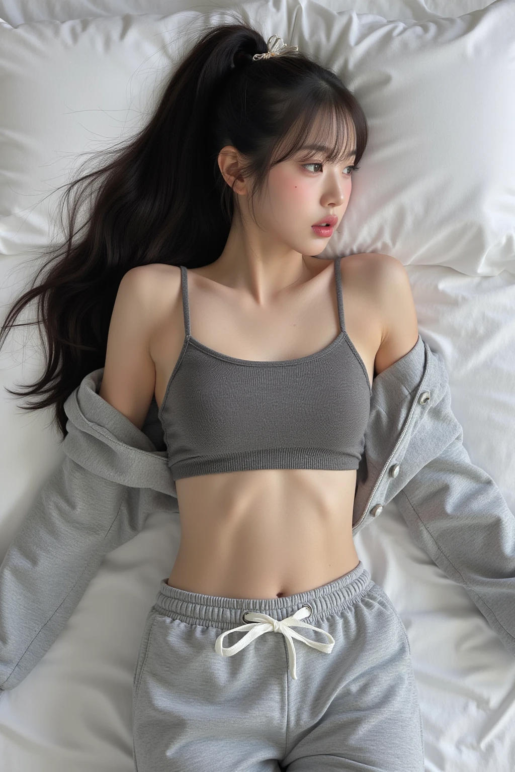 best quality, (((Jing Tian, Jing Tian))), masterpiece, (((football shirt, sport shoes))),  ((black hair, long hair)), ((blue eyes)), (((180cm))), looking to viewer, hairline, ((porcelain white skin, white skin, white skin, wet skin, wet skin)), ((top-quality,​masterpiece:1.3,超A high resolution,),(Ultra-detail,Caustics),(Photorealsitic:1.4,RAW shooting,)Ultra-realistic capture,A highly detailed,High resolution 16K human skin closeup。 Skin texture is natural、,The pores are、Must be detailed enough to be easy to identify。 Skin should look healthy with even tones。 Use natural light and color)), 8k, hot, sexly, big, ((180cm)), (((wide , (heart-shaped))), curved body, full bodyesbian, thick thighs, perfect body, full viewing angle, perfect body, (((, , without , ,  sexly)), (((pubic hair, pubic hair))), perfect lower hip, perfect high hip, perfect , perfect , Perfect , (), perfect , perfect , pose, ((catwalk, street))

