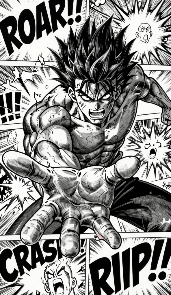 ， ，Open your mouth wide，Drooling，Sweaty，，Bodybuilding，Six Pack，Make muscles bigger，(巨大な :1.8)，(Six Pack:1.6)，Painful expression，13-year-old boy，Hero Suit