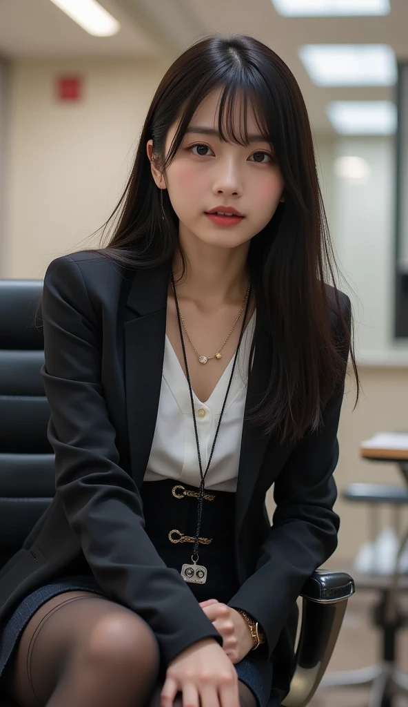 Working Women，wear glasses，Wear formal clothes，Background white，Introducing gesture，Fine details，Front shot，Best picture quality，Higher quality，High Detail，Ultra-high resolution，8K resolution，masterpiece