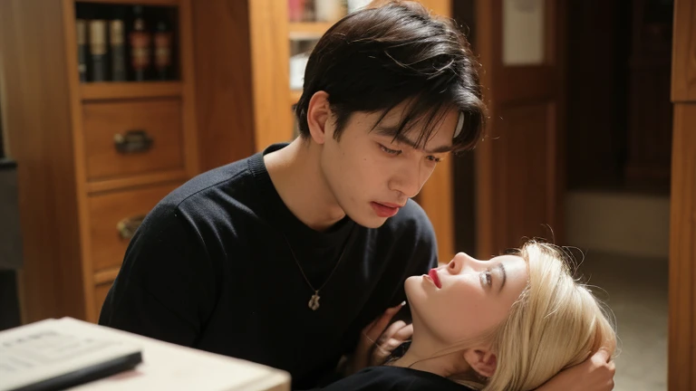 ((((1Completely のおじさん、That guy is muscle、That old man is a skinhead、The old man is not wearing any clothes、Completely 、The man is standing behind the girl、The uncle has dark skin、そのおじさんはCompletely 、The man is 30cm taller than the girl.、))))、(((((The man is hugging the girl  and pampering her.))))),Blue clothes, White ribbon, White sleeves, Long sleeve, White shirt, Black Shirt,Norn_Greyrat,bangs, Blonde Hair,Long Hair,Yellow-green eyes,Ahoge,Side Lock,blunt bangs hair flaps,Low Ponytail, score_9, score_8_superior, score_7_superior, score_6_superior, score_5_superior, score_4_superior, break,1 growing girl, 最high quality, masterpiece, Super detailed, high quality,good quality,1 girl,(masterpiece,High resolution, Super detailed,8K,16K),View the viewer