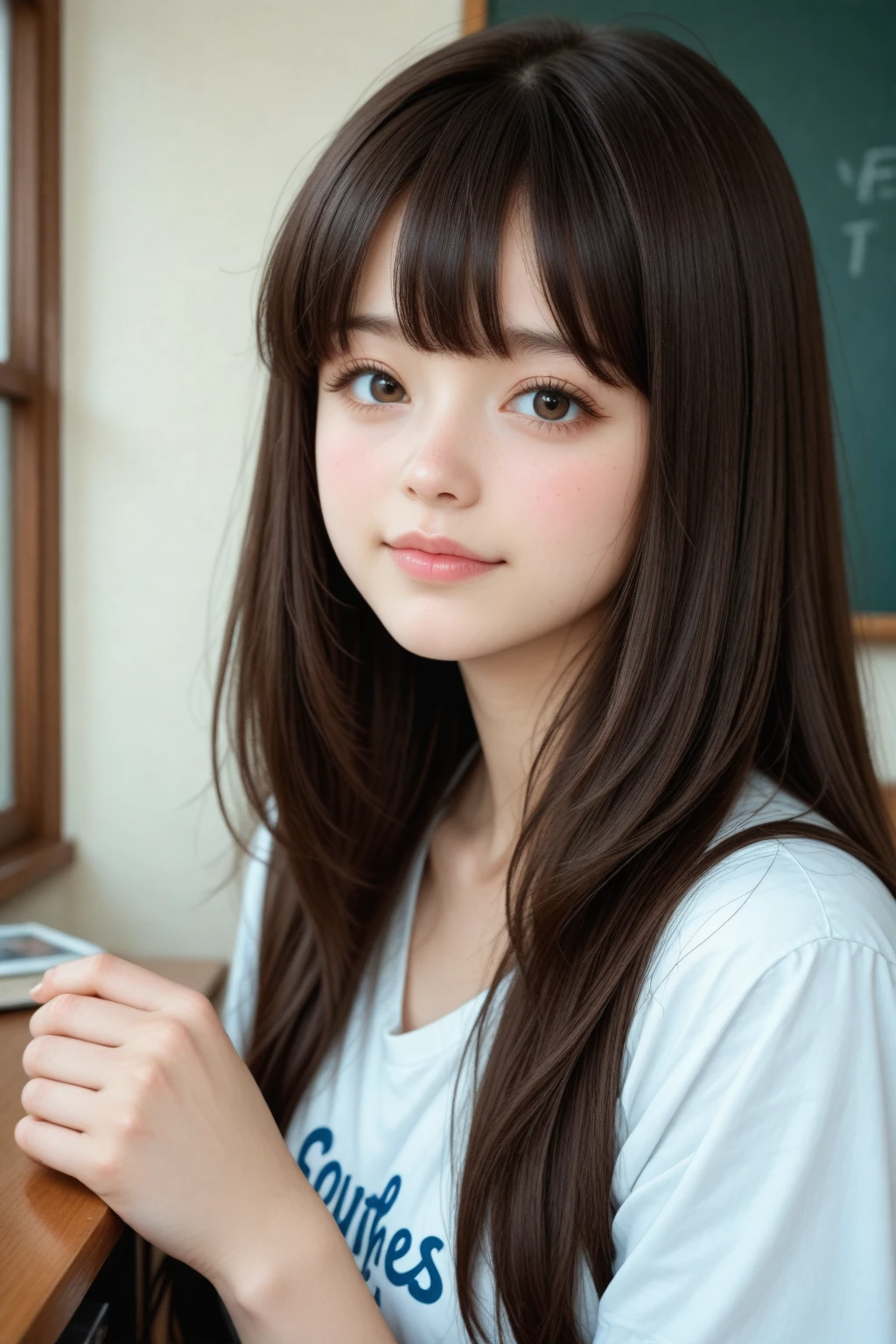 long hair、Brown Hair、Looks like Girls' Generation's Yoona、White T-shirt、Fluttering skirt、Stiletto heels、Big eyes、C Cup、Cute Nails、Natural Makeup、whole body、Height: 168cm、Model Body Type、I have a supplement