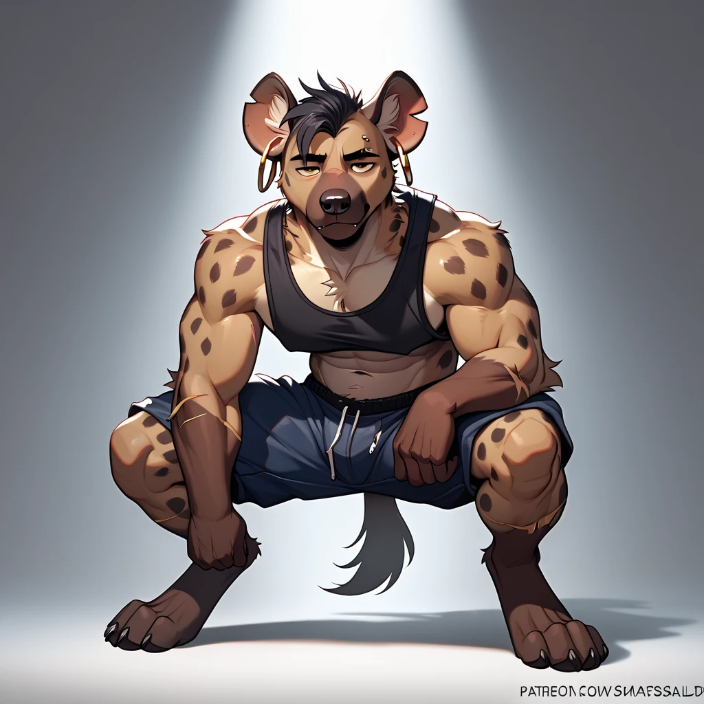 alone, male, ((Department)), (((snout))), (mouse ear ), Delgado, weak, ((tired out, dizzy, tired out eyes, sleepy)), whiskers, gray fur, gray body, claws, (perfect smile, 1.1), rodent, by schmutzo, y lizette, (por bebebebebe 1.2), Delgado, smelly, nervous smile, ((mysticfox61)), by chunie, by no swift, black shorts pink tank top alley, golden hour, PLANTS, blue eyes. Full body looking towards viewer. Squatting with hands on knees