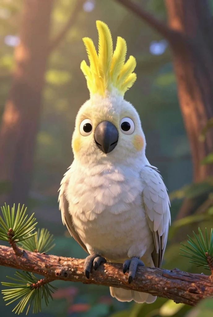 ((, )), rio movie, jungle landscape, nigel a male white cockatoo avian, ((anthro)), human body, furry, feathered arms, thick body, ((exposing big tapering , )), standing, brown eyes, bedroom eyes, , smiling, realistic, digitigrade legs, detailed eyes