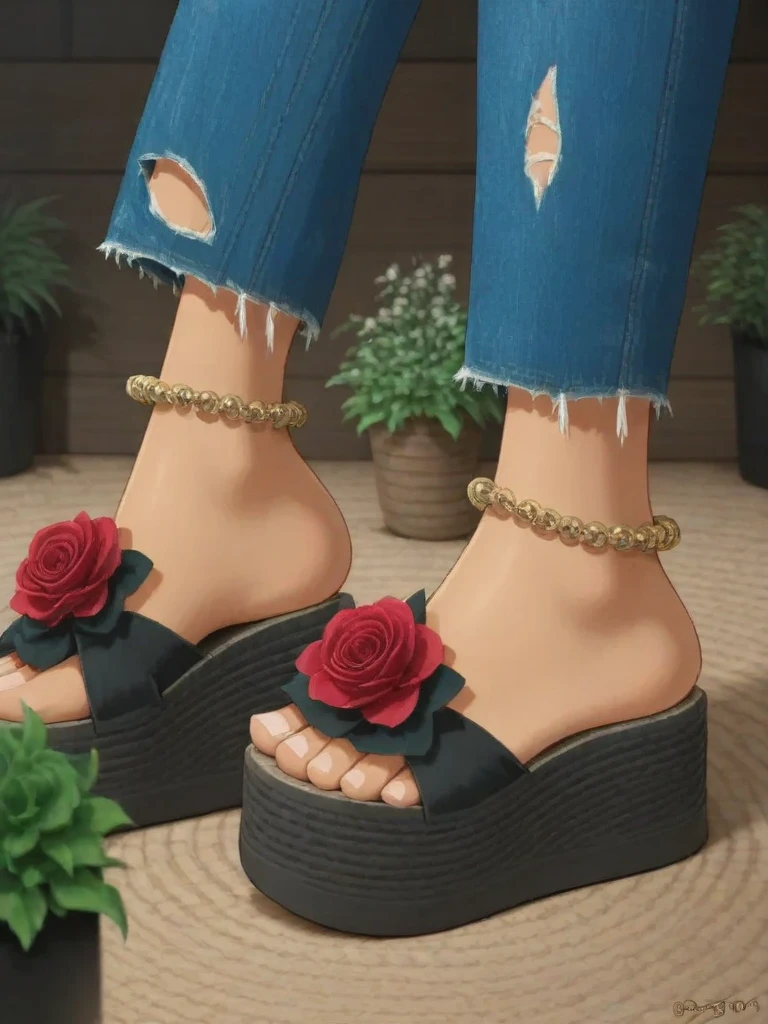 floral design platform flip-flops155493 v1.0