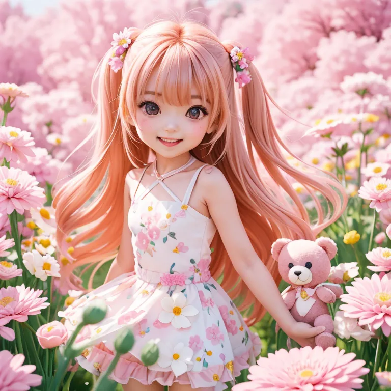 春の花畑チビキャラ生成