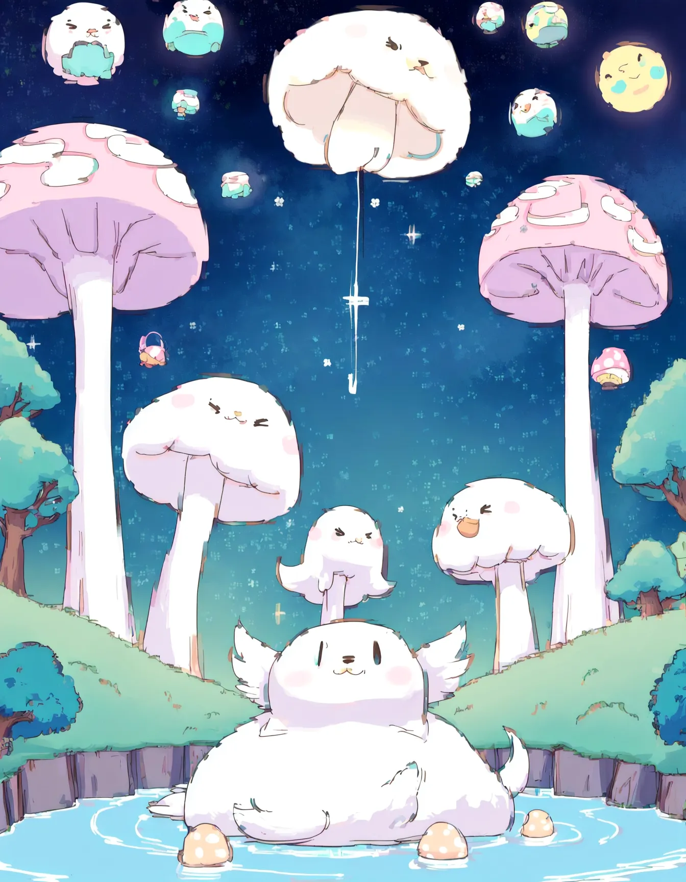 Criaturas fofas em arte 2D