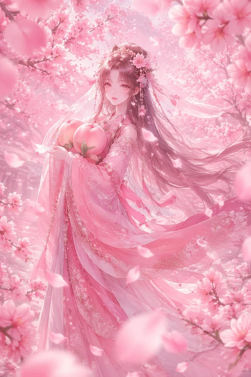 桃の花に包まれた桃娘🌸超絶可愛い！