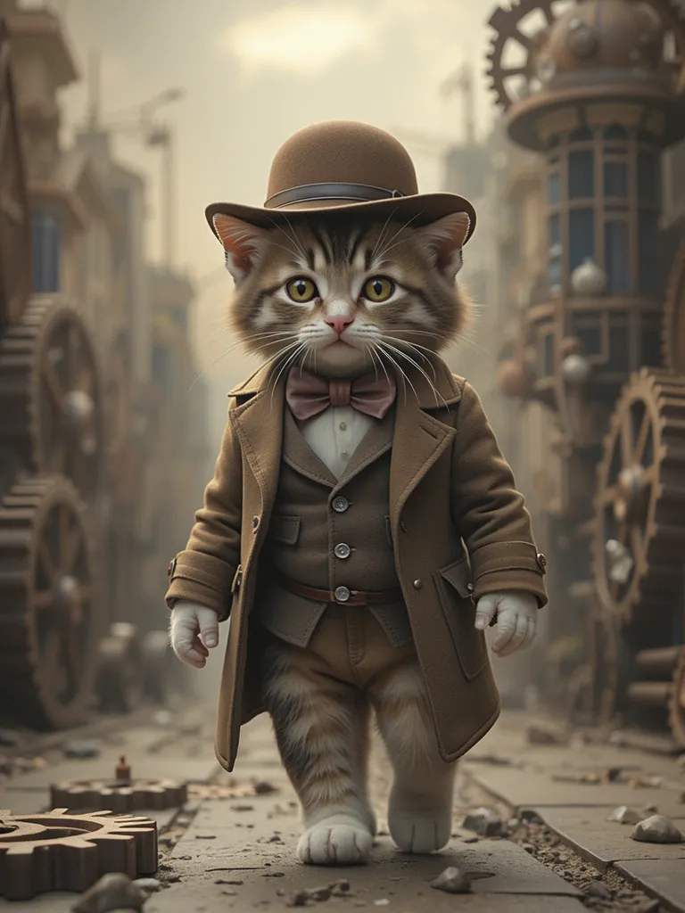 スチームパンク猫イラスト生成