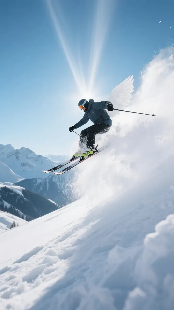 Skifahrer Engel KI-Bild