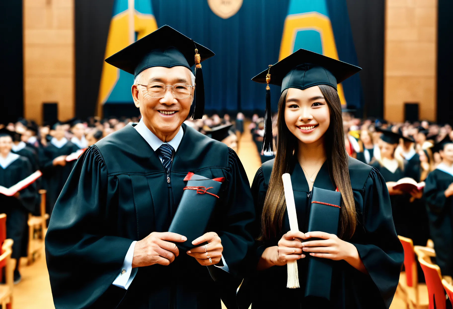 Idoso se graduado em uma Universidade