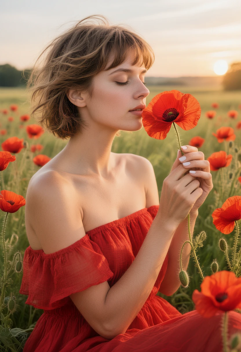 Закат, маки и момент спокойствия 🌾