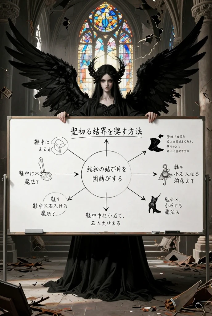 堕天使のホワイトボードと「聖なる結界の嫌がらせ」ブレスト