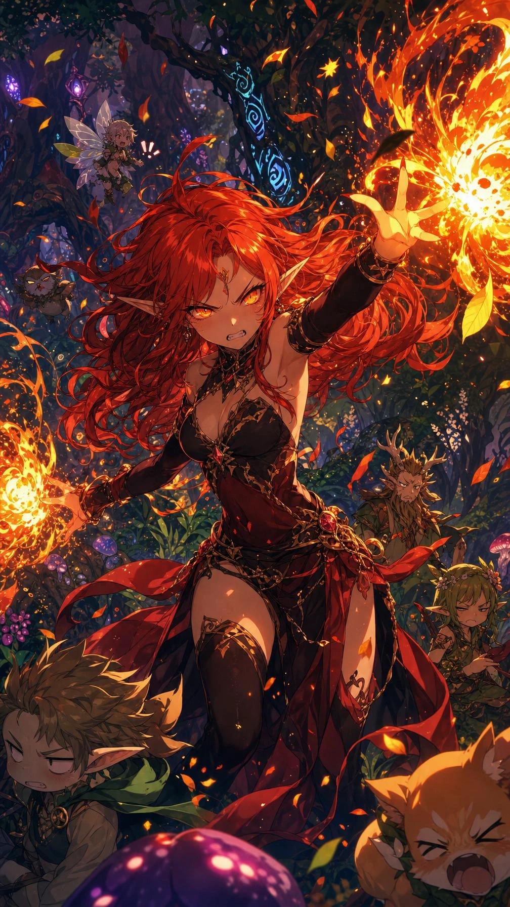 Red-haired elf throws fire🔥 What an incredible battle!
