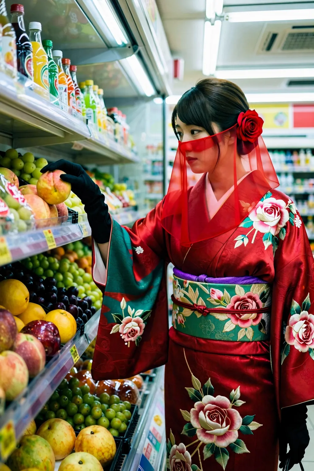 Red Kimono Portrait Generation