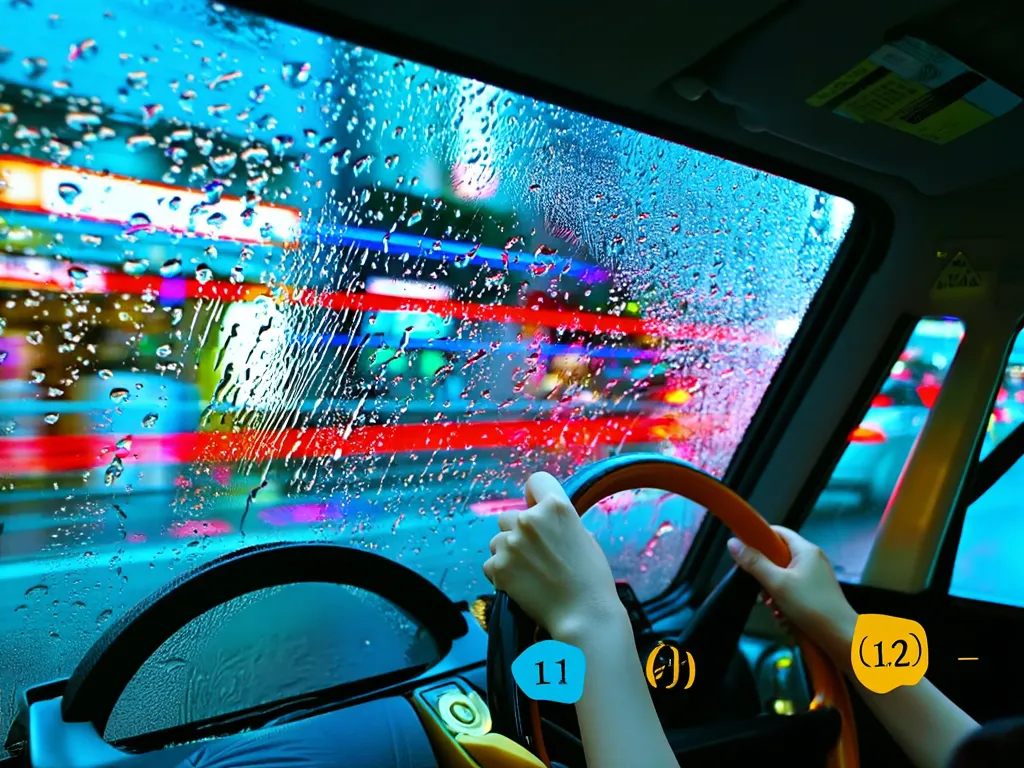 Cinematic Rainy Taxi POV