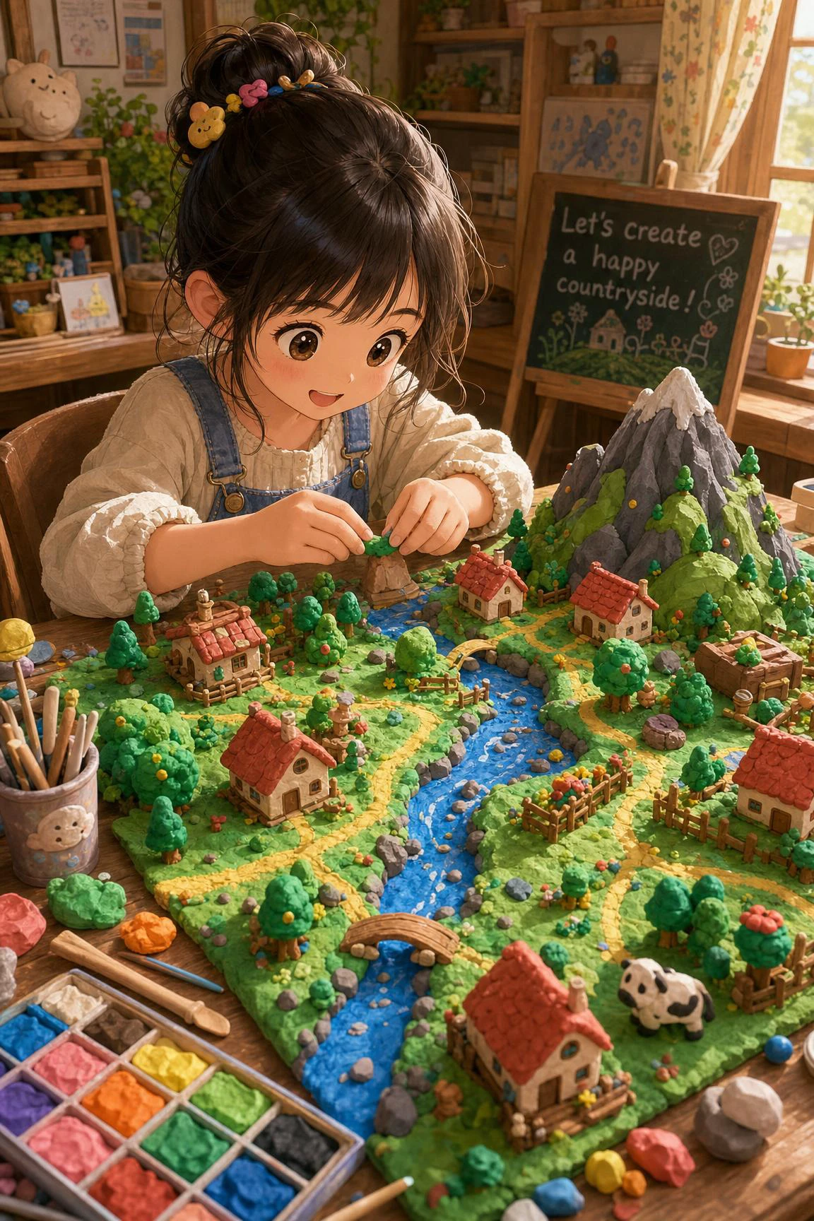 I'm making a tiny village out of clay!
