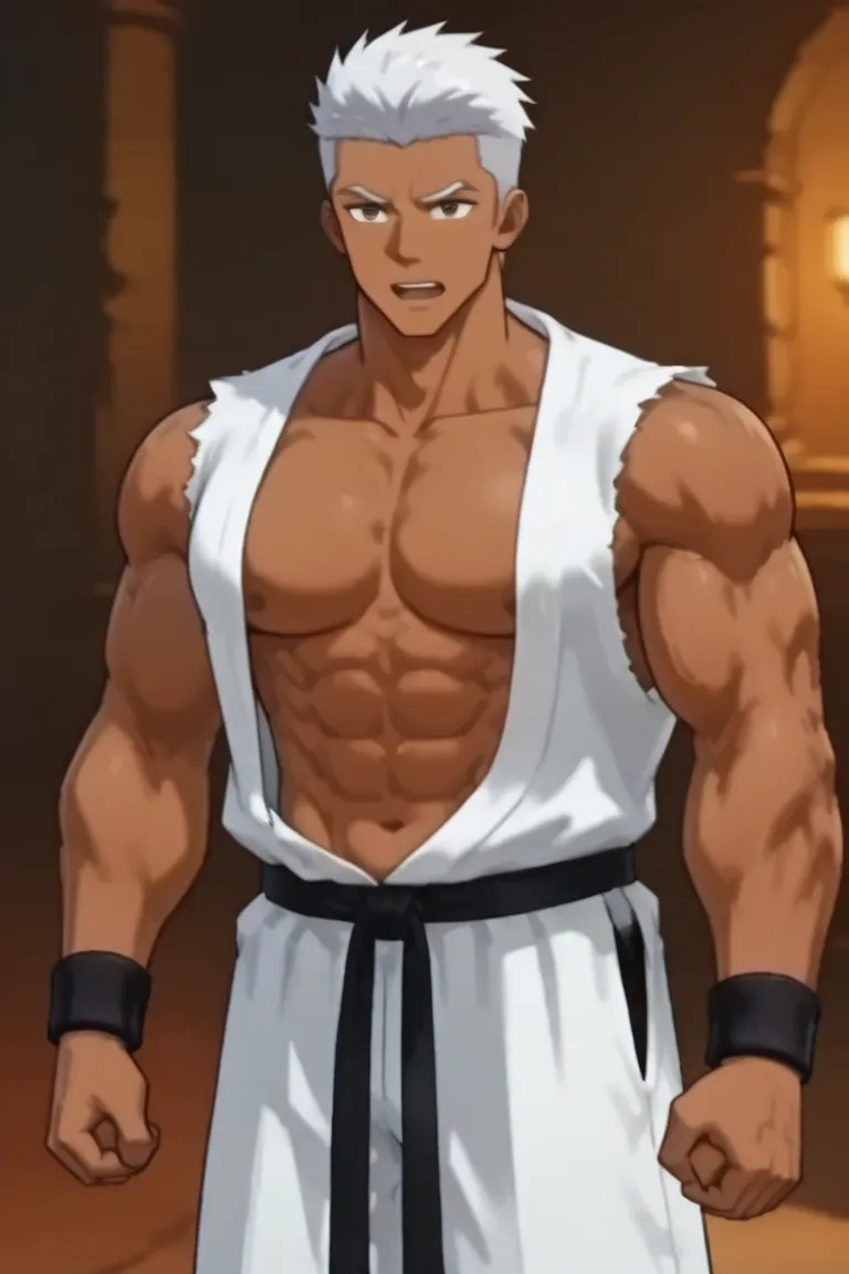 二次元肌肉武僧角色生成