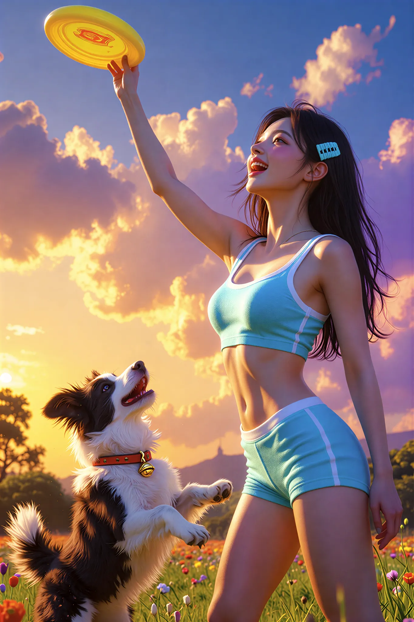 Golden hour frisbee fun with my pup 🐶