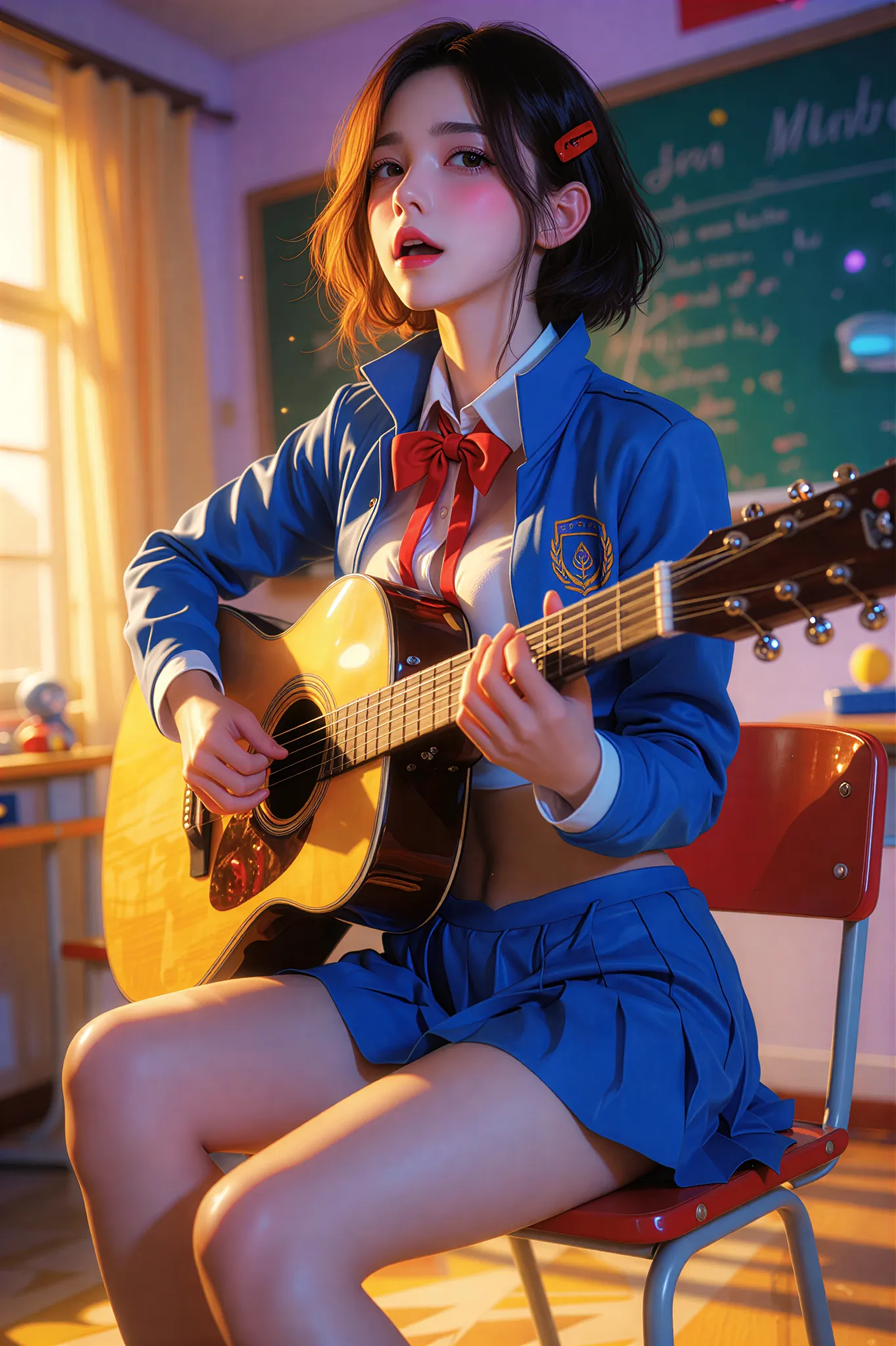 Sunset classroom jam with my guitar 🎸
