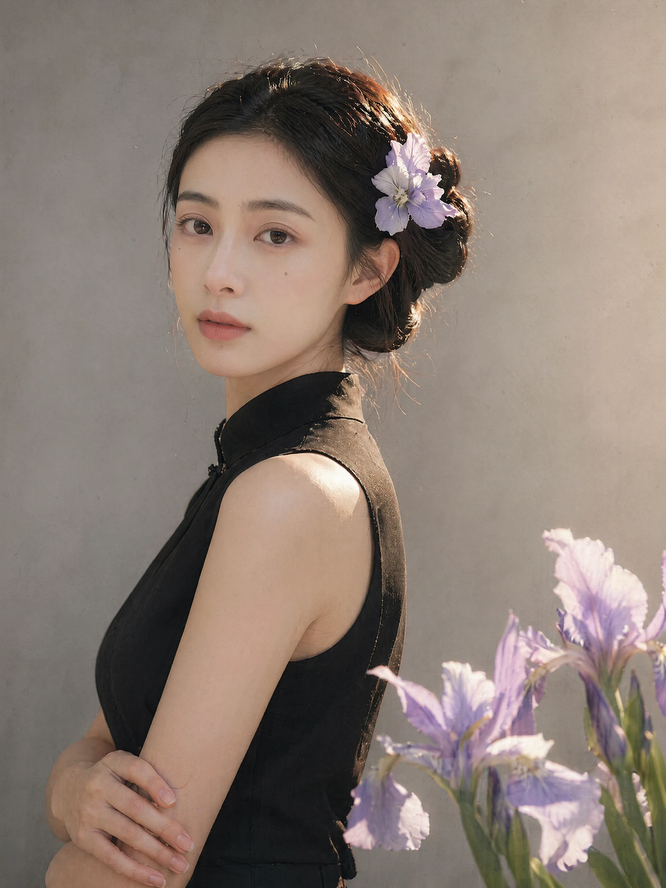 Floral Shadows on a Plain Wall｜Cool-Tone Classic Portrait Film Look