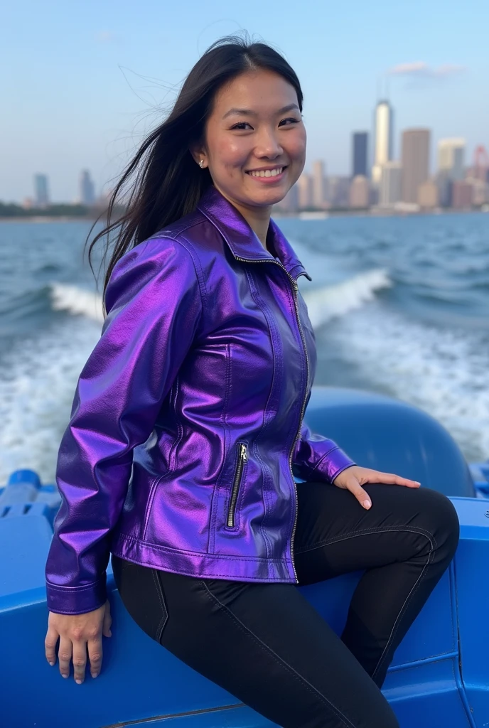 1990s Vintage Metallic Purple Leather Jacket (FLUX) V1