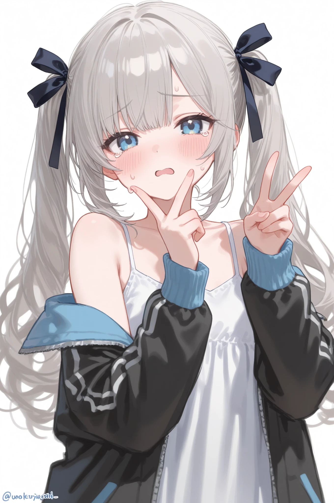 哭哭也要比耶的软萌双马尾少女🎀