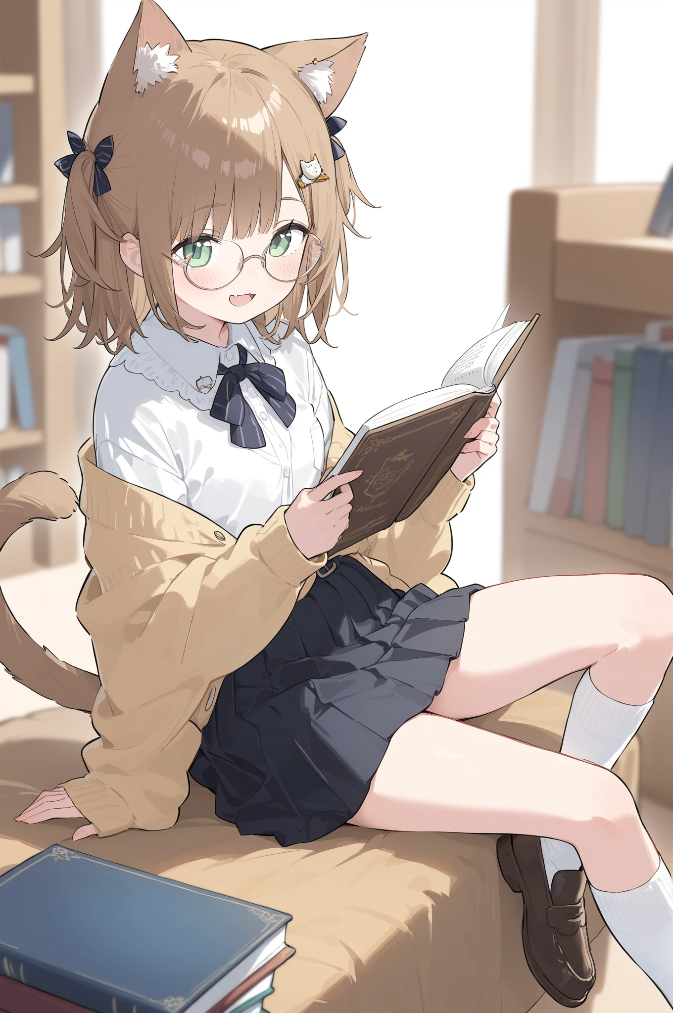 猫耳学妹看书的样子好软萌呀🥰