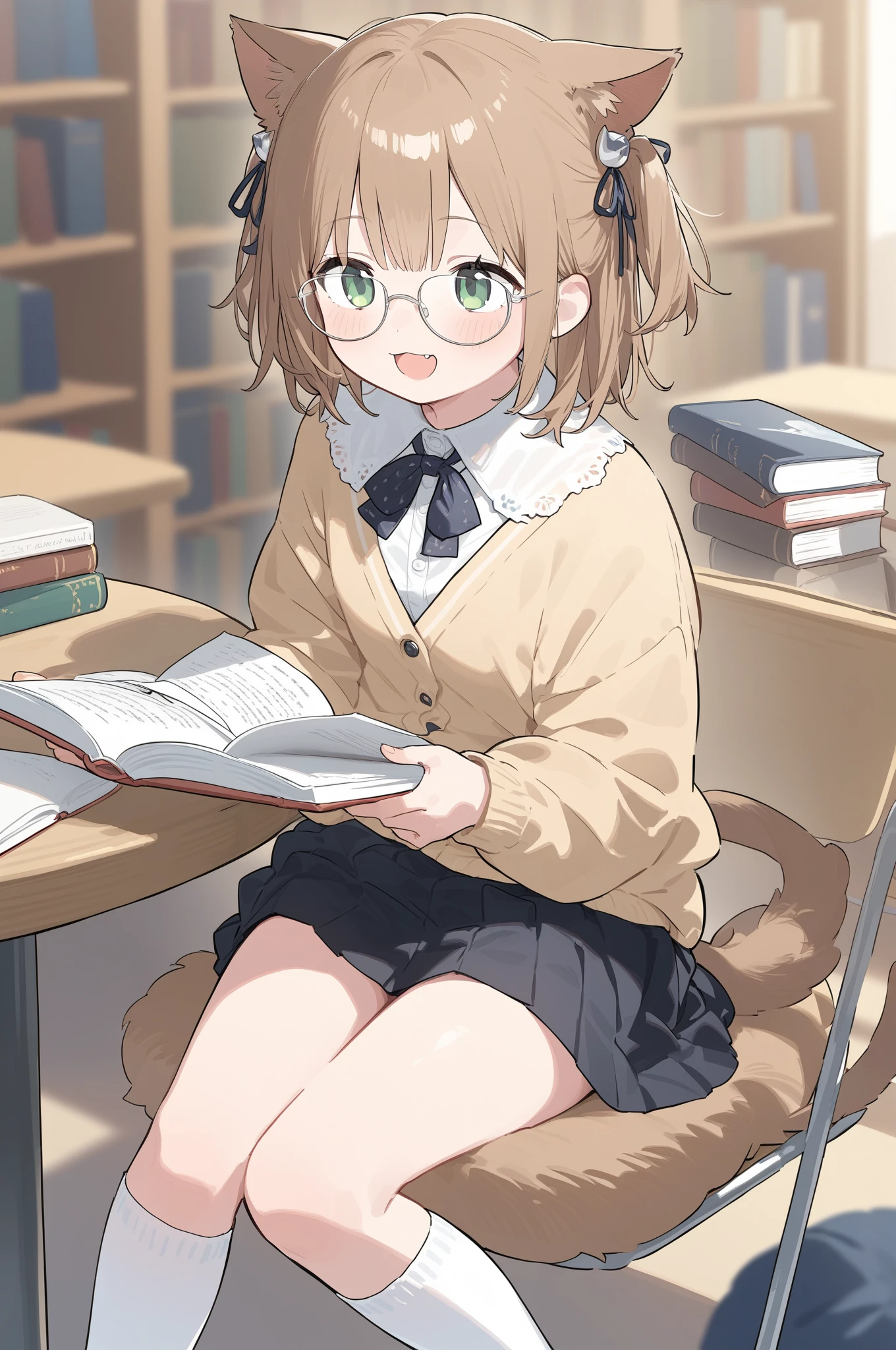 图书馆的猫耳学妹也太可爱了♡