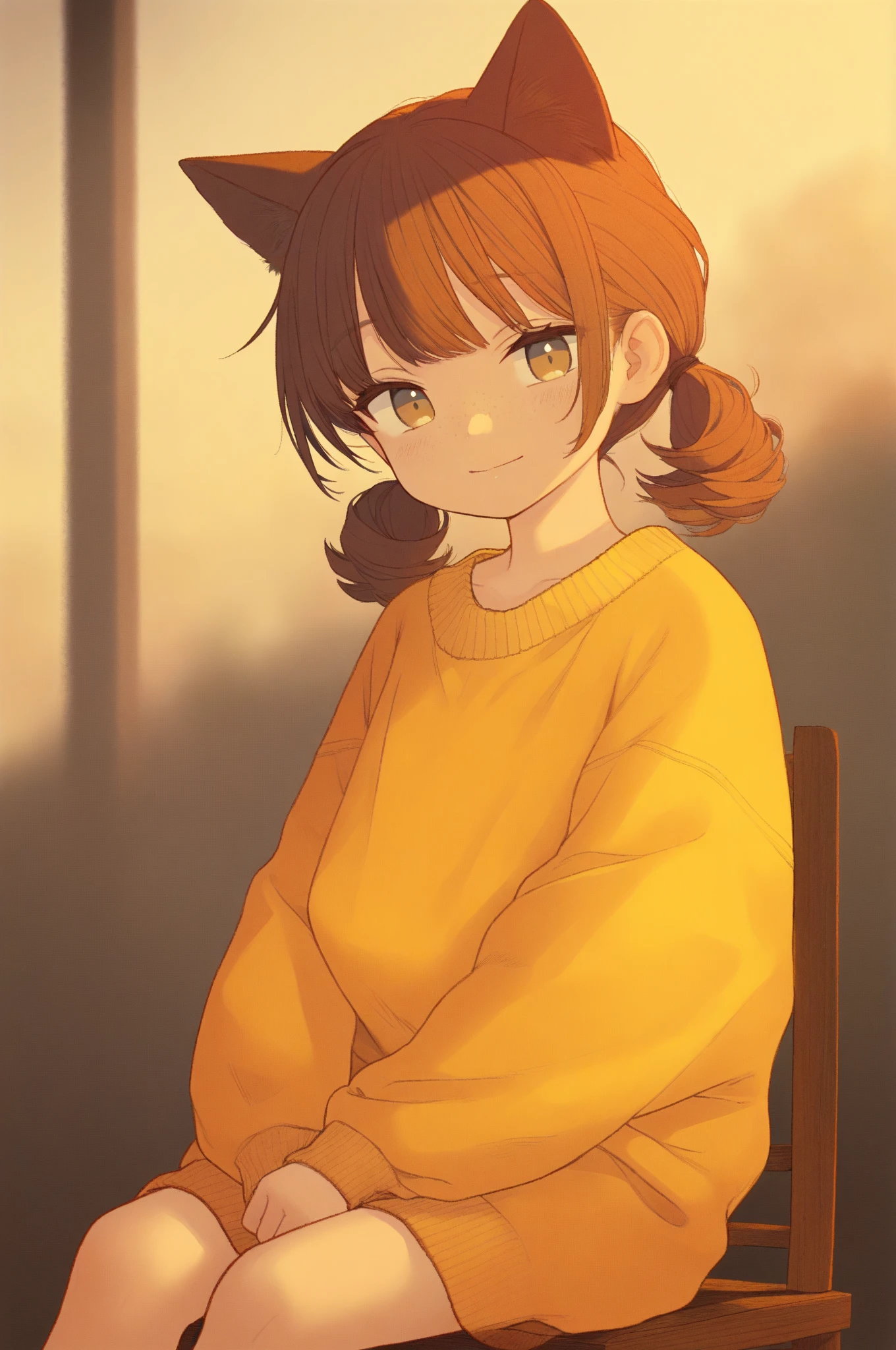 黄昏里的猫耳少女好治愈🥰