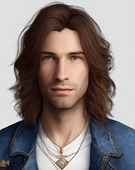 burgie, 1boy, male_focus, solo, Leigh Daniel Avidan, Daniel Avidan, Dan Avidan, Dan from Game Grumps, Dan Game Grumps, Dan Avidan Game Grumps, Arin's Best Friend, Burgie Boy,a man with long hair and a necklace on his neck, looking at the camera , closed_mouth, facial_hair, jewelry, lips, looking_at_viewer, necklace, nose, realistic, detailed eyes, hyper detailed,light smile, highly detailed, beautiful, small details, ultra detailed, best quality, intricate, hyperrealism, sharp, digital illustration, detailed, realism, intricate, 4k, 8k, trending on artstation, good anatomy, beautiful lighting, award-winning, photorealistic, realistic shadows, realistic lighting, beautiful lighting, raytracing, intricate details, moody, rule of thirds, masterpiece, (illustration:1.1), highres, (extremely detailed CG, unity, 8k wallpaper:1.1), beautiful face, highly detailed face, ultra realistic, masterpiece, bokeh, extremely detailed, intricate, zoomout, colorful, vibrant colors, red nail polish, side view,, burgie