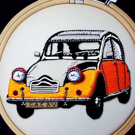 citroen 4cv, embroidery by embarg