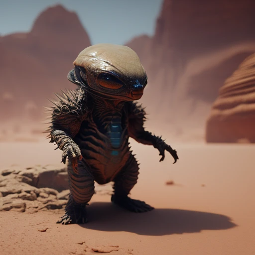 A beautiful tiny cute Desert Alien Animal, Artstation Digital Render, mist, photorealistic, octane render, unreal engine, hyper detailed, volumetric lighting, hdr