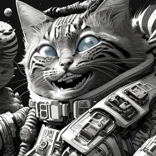 vibrant very cool cat space explorer cartoon character by Android Jones, frank franzzeta, ross tran and mcbess ,extremely detailed, sharp focus, smooth, digital illustration, high contrast, 8 k, high detail, hyper realism, cinematic, masterpiece