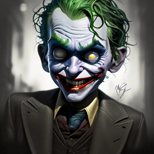 Pixar-style image of the joker as a cute and adorable , smiling at the camera, oversized head - pixar style, big bright eyes, baptiste monge , anthropomorphic , dramatic lighting, 8k, portrait, realistic, fine details, photorealism, cinematic , intricate details, cinematic lighting, photo realistic