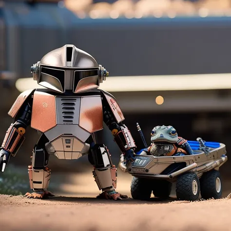 ttdddd, mandalorian, (driving podracer:1.3), ultra high quality render, highly intricate, 8k, cinematic, volumetric lighting, micro details