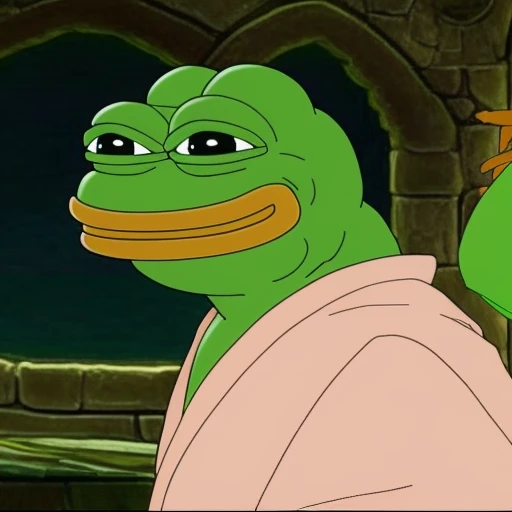 pepe_frog, a Dungeons and dragons goblin, by studio ghibli , cartoon,