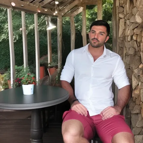 a man sitting at a table with a wine glass