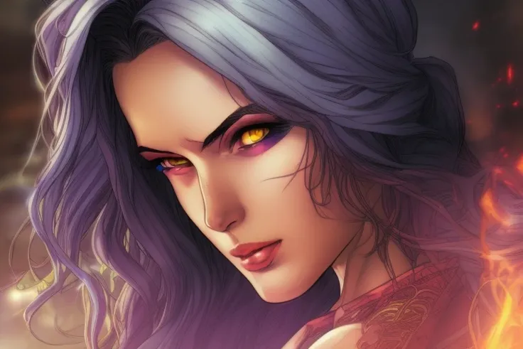 ComiDusk,comic book cover style, extremely detailed beauty, 1girl, solo, rainbow colored hair, wlop, guweiz, in the style of jim lee, ComiDusk