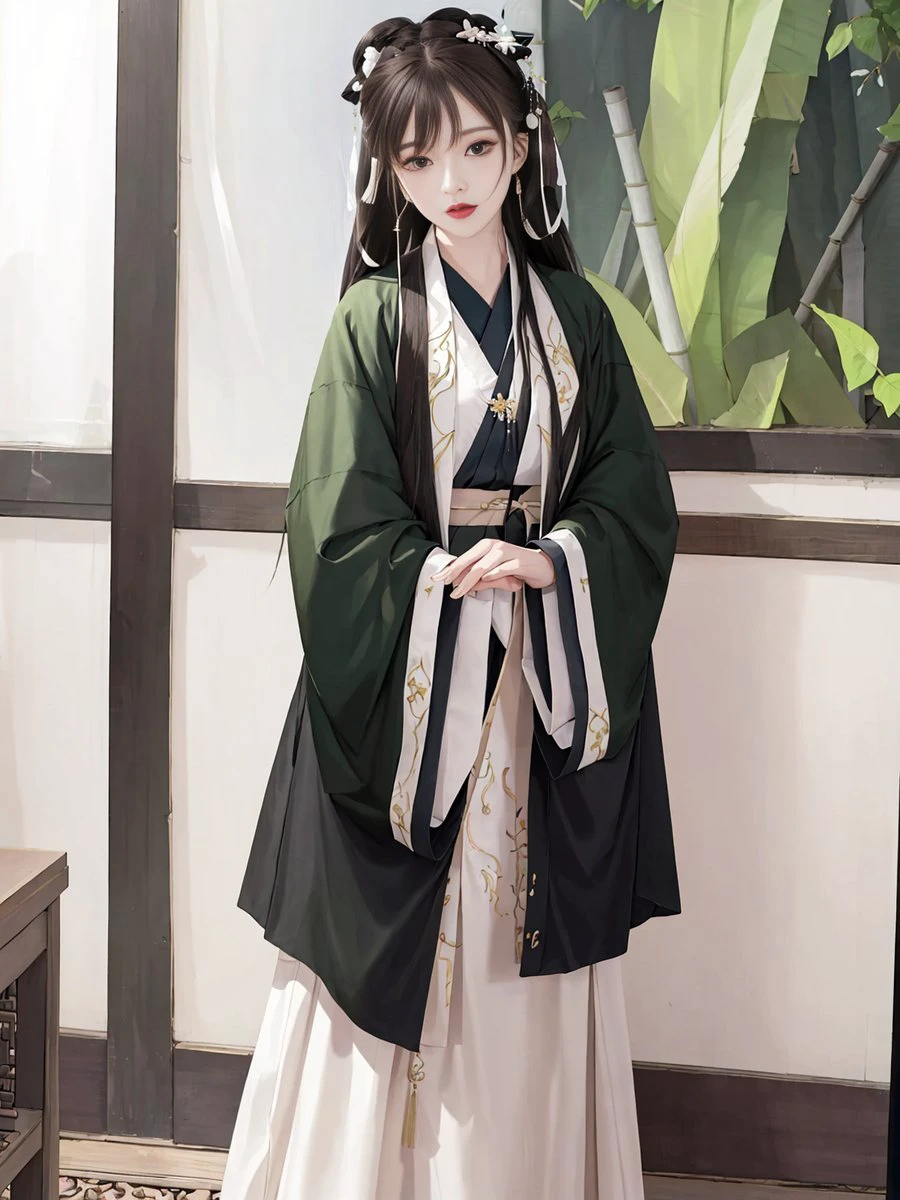 (masterpiece), best quality, highest quality, extremely detailed CG unity 8k wallpaper, detailed and intricate, highres, realistic, depth of field, extremely detailed CG, looking at viewer,solo,
\
(),extremely detailed_eyes, fingernails,
(eyeliner:0.5),(blush:0.5),long brown hair, hair ribbon, jewelry hairpin, <Hanfu, Song, Song Dynasty>,
full body,
\
riverside,
(ambient light:0.8),(HDR:1),