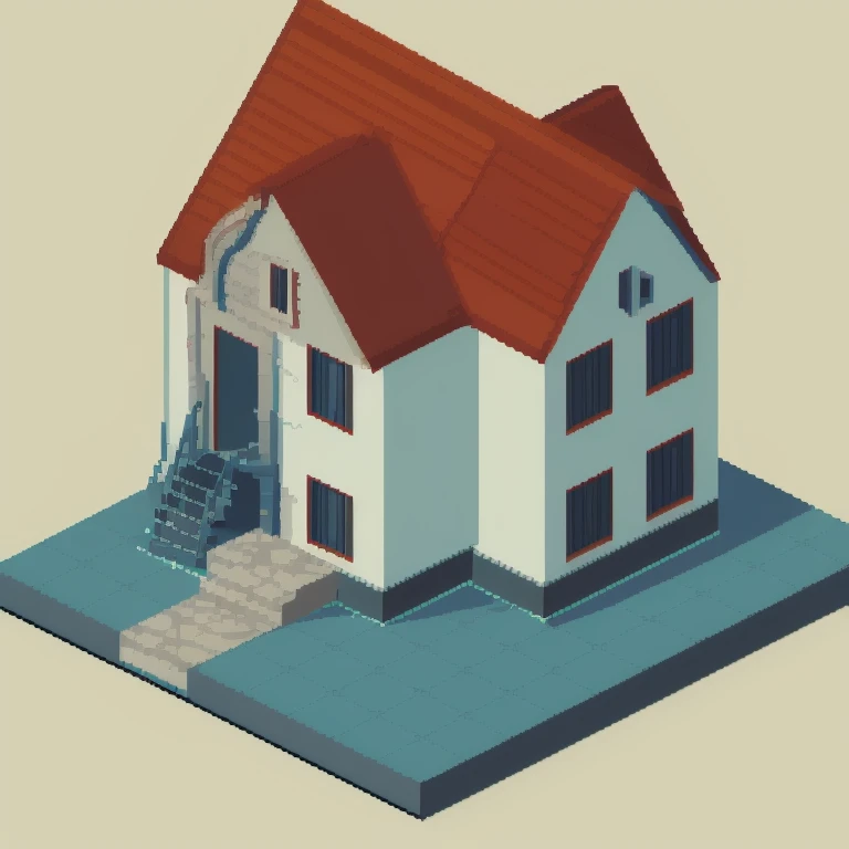 isometric house, isopixel style