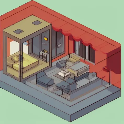 isometric house, isopixel style