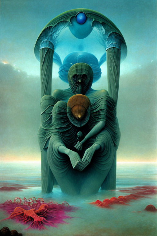 A painting of a man sitting on a chair with a fan - SeaArt AI