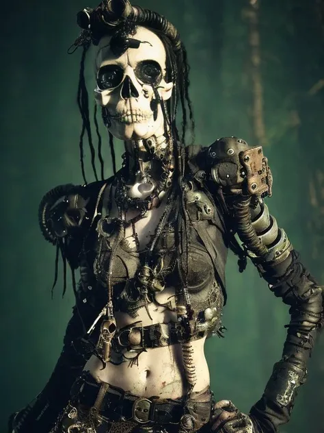 postapocalypse warrior, skull, skeleton, mech, cybertech