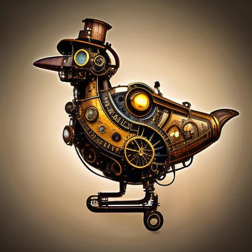 (steampunkai)++, (steampunk), steam powered bird