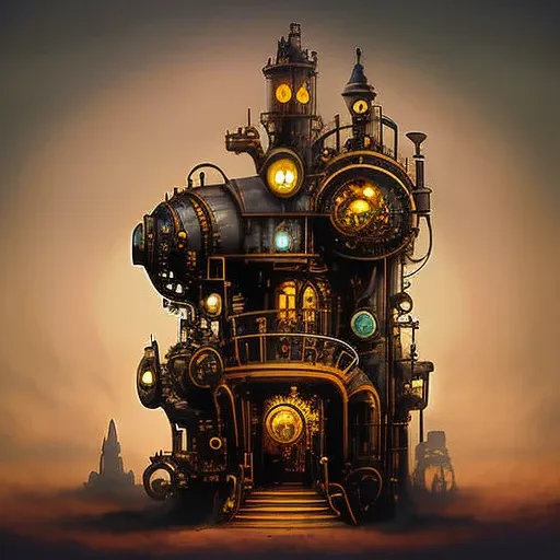 (steampunkai), a magic castle like in disney world, steampunk