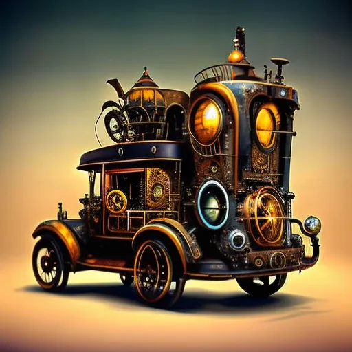 (steampunkai), a car from the side in steampunk style